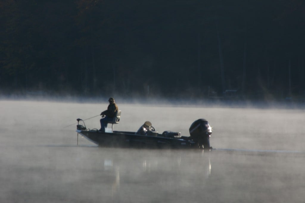 fishing in the morning mist