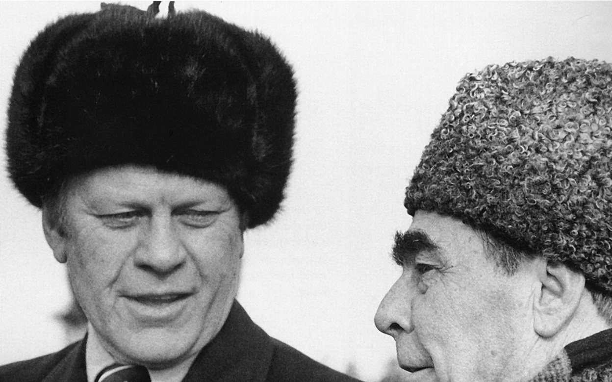 Ford and Brezhnev 1974 wearing warm winter hats