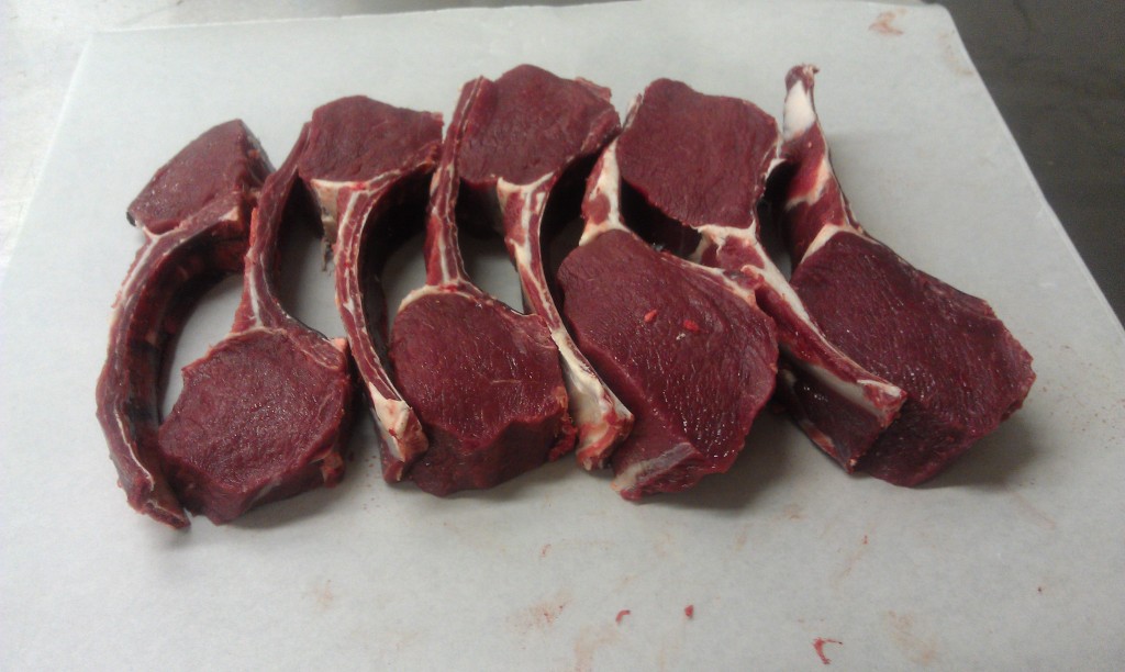 Venison cut into chops, ready to be eaten or vacuum packed and frozen