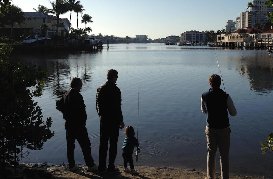 Short simple kids fishing trip fishing from shore 