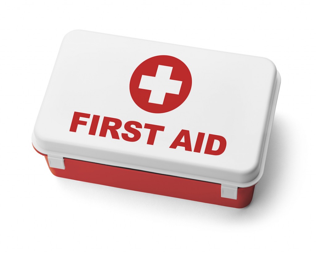 Red Plastic First Aid Kit Box 