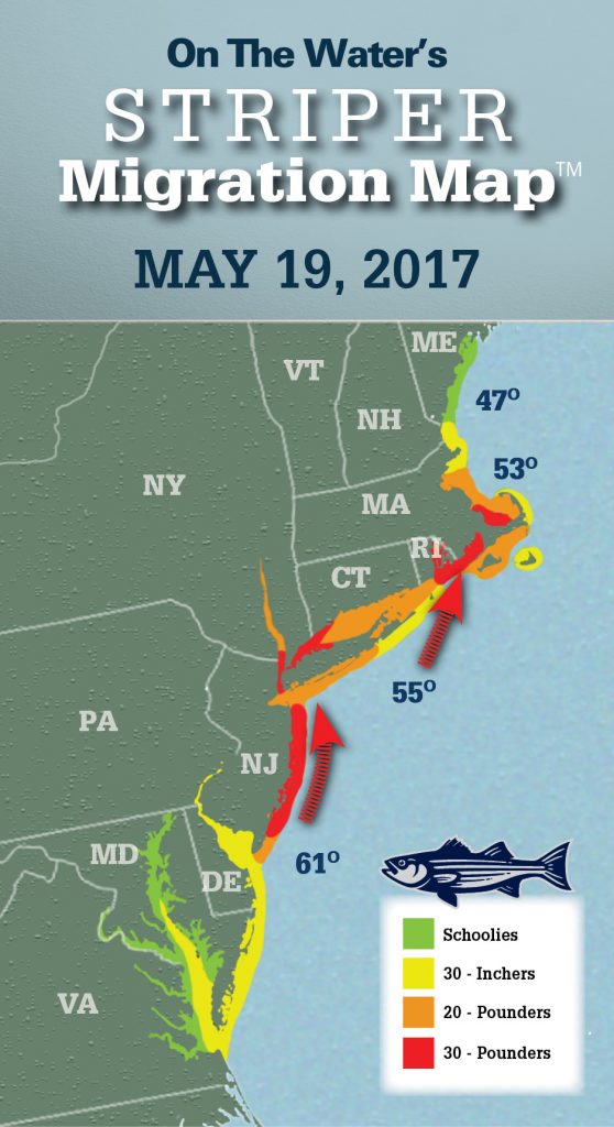 On The Water Striper Migration Map May 19 Fin and Field Blog